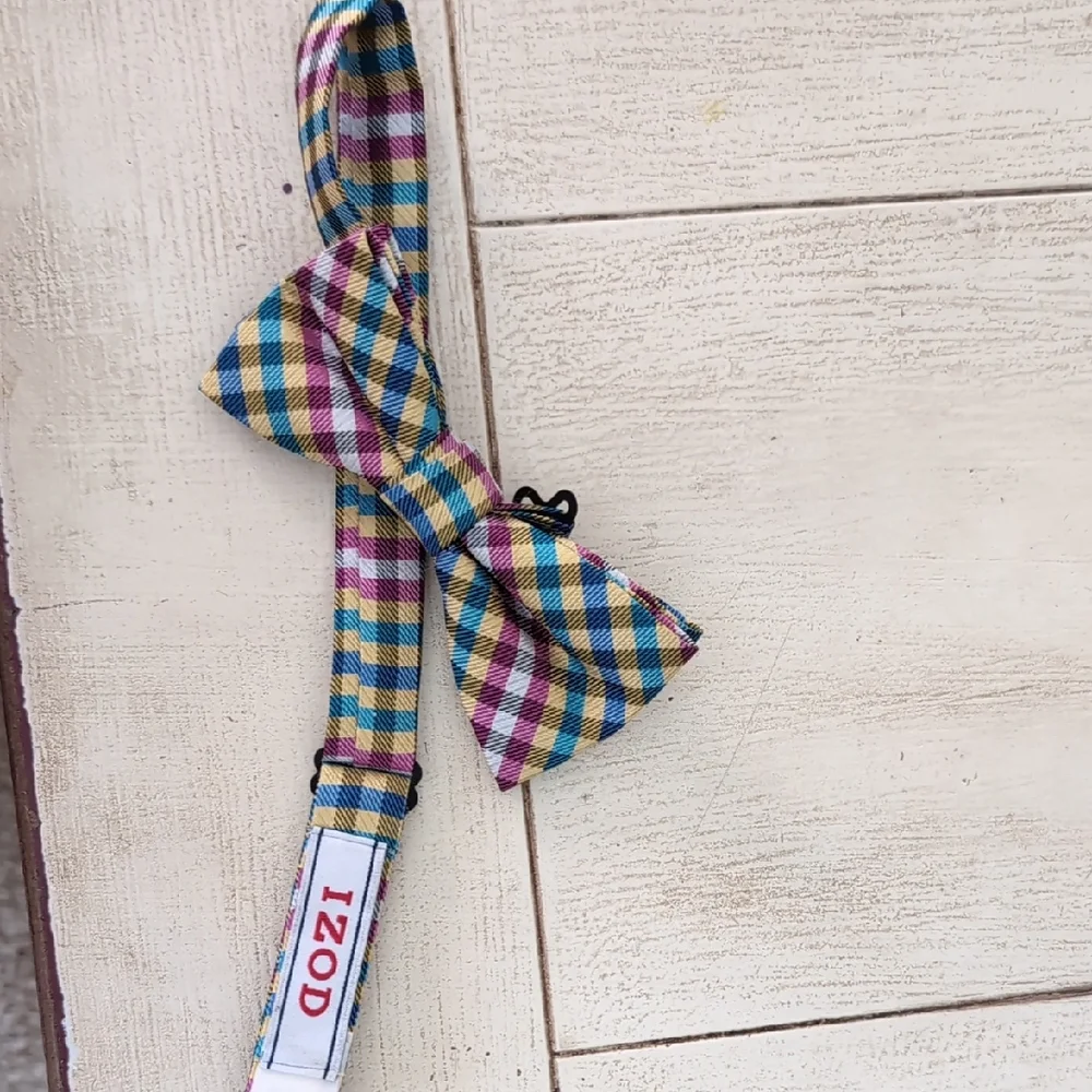 Izod Kids Plaid Bow Tie in Blue, Yellow, and Pink